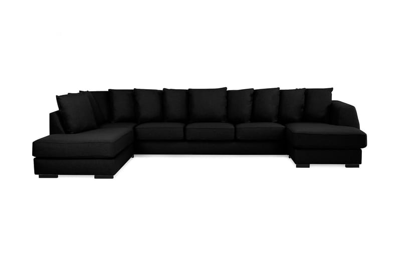 U-sofa Ontario Large med Divan Høyre inkl. Konvoluttputer - Svart - U-sofa