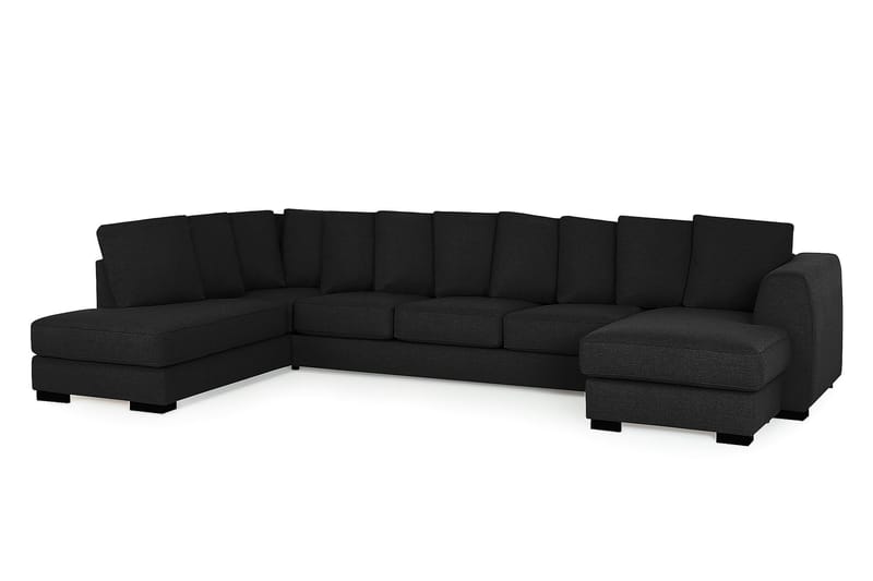 U-sofa Ontario Large med Divan Høyre inkl. Konvoluttputer - Svart - U-sofa