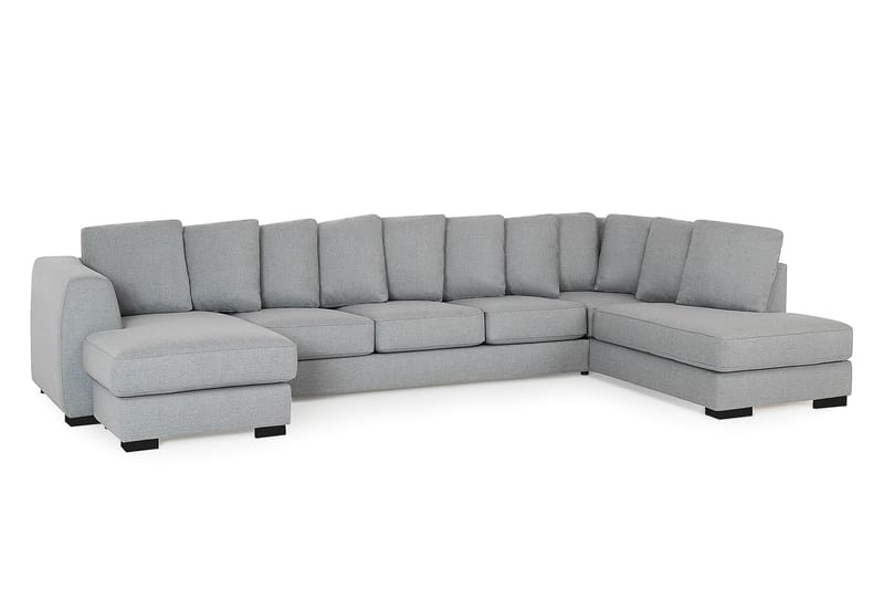 U-sofa Ontario Large med Divan Venstre inkl. Konvoluttputer - Lysgrå - U-sofa