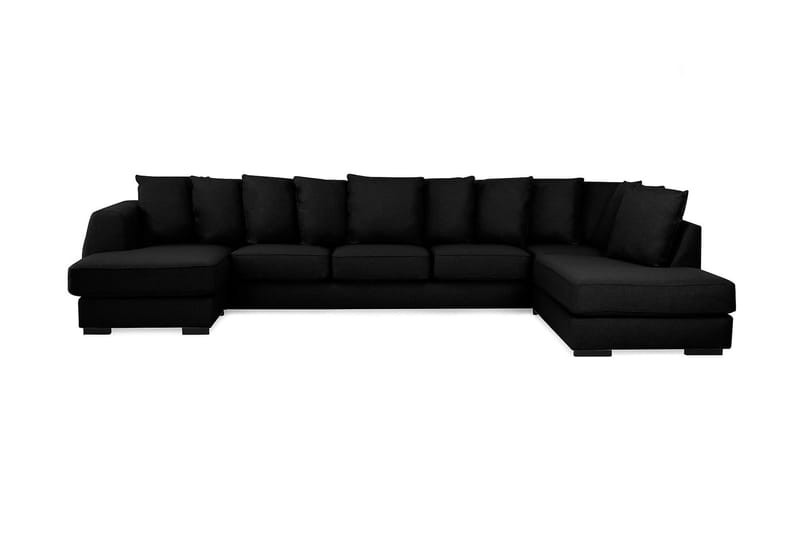 U-sofa Ontario Large med Divan Venstre inkl. Konvoluttputer - Svart - U-sofa