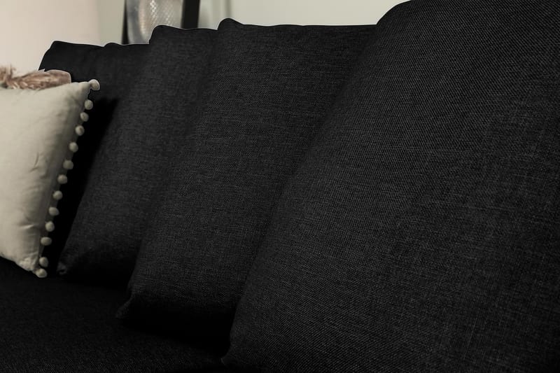 U-sofa Ontario Large med Divan Venstre inkl. Konvoluttputer - Svart - U-sofa