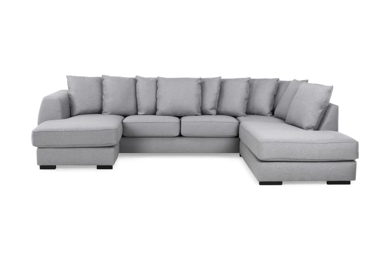 U-sofa Ontario med Divan Venstre inkl. Konvoluttputer - Lysgrå - 4 seters sofa med divan - U-sofa