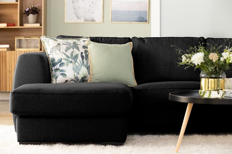 U-sofa Ontario med Divan Venstre - Svart - U-sofa