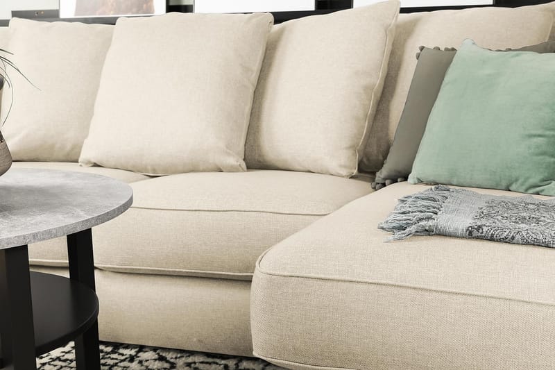 U-sofa Ontario med Dobbeldivan inkl. Konvoluttputer - Beige - U-sofa