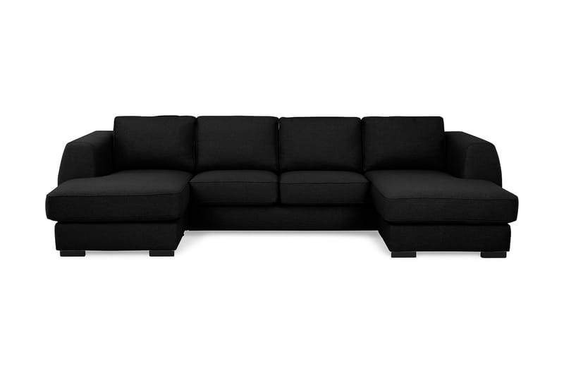 U-sofa Ontario med Dobbeldivan - Svart - U-sofa