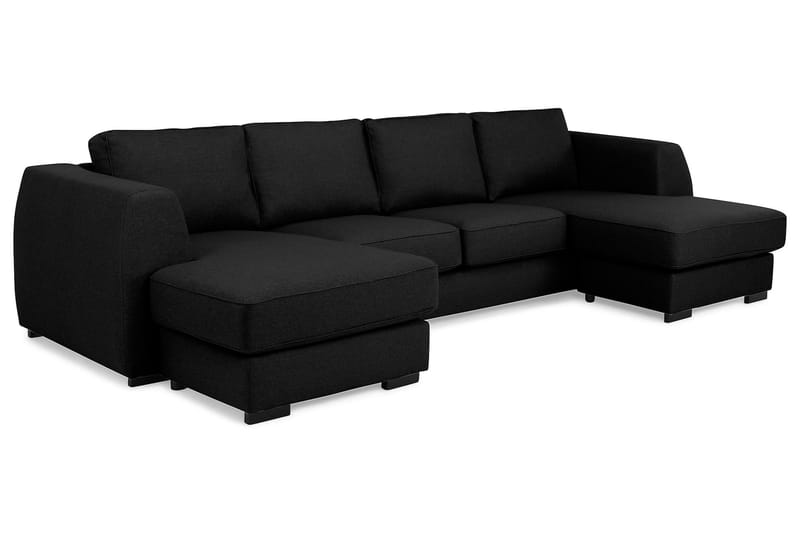 U-sofa Ontario med Dobbeldivan - Svart - U-sofa