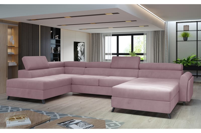 U-sofa Osettia med Divan Høyre - Rosa - U-sofa