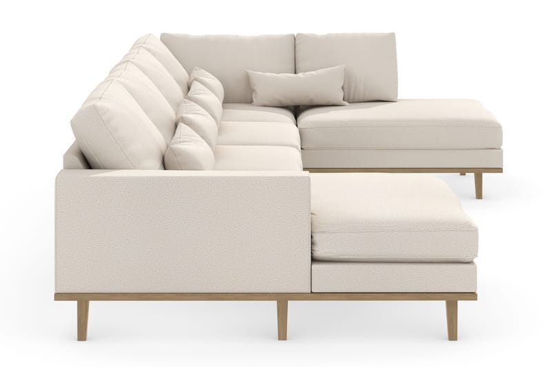 U-soffa Haga - Beige/Eik - 4 seters sofa med divan - U-sofa