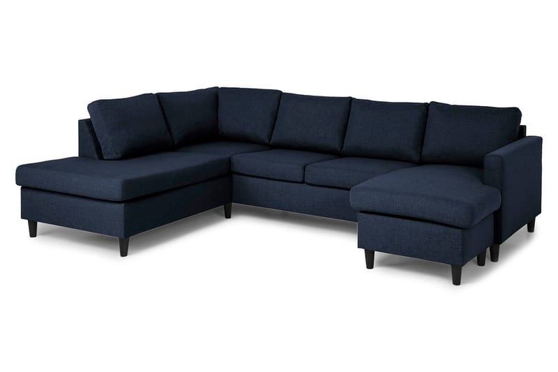 U-sofa Yen med Divan Høyre - Blå - 4 seters sofa med divan - U-sofa