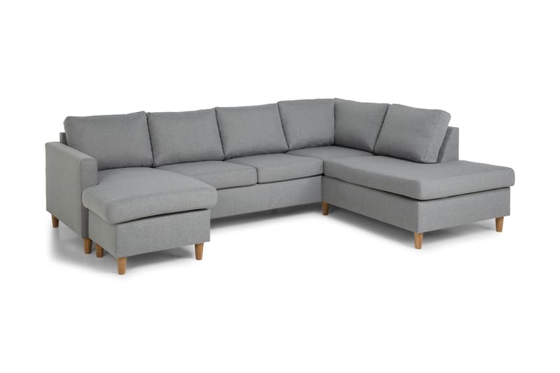 U-sofa Yen med Divan Venstre - Lysgrå - 4 seters sofa med divan - U-sofa