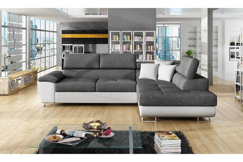 U-Sovesofa Oertel - Hvit/Grå - Møbler - Sofaer - Skinnsofaer