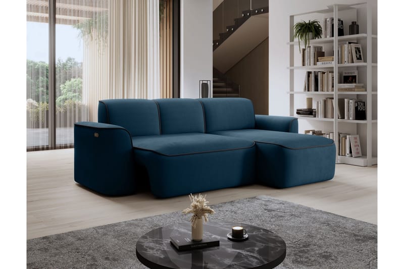 Ume 4-seter Sofa med Sjeselong - Blå - Møbler - Sofaer - Sofaer med sjeselong - 4 seters sofa med divan