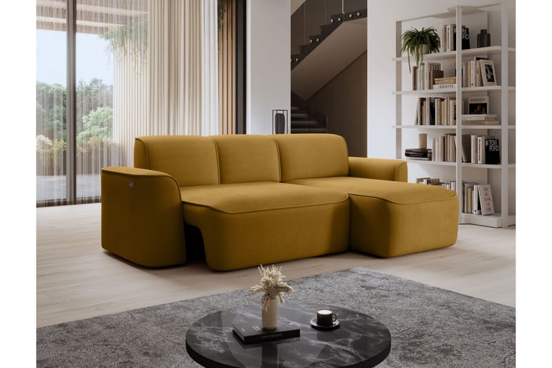 Ume 4-seter Sofa med Sjeselong - Gul - Møbler - Sofaer - Sofaer med sjeselong - 4 seters sofa med divan