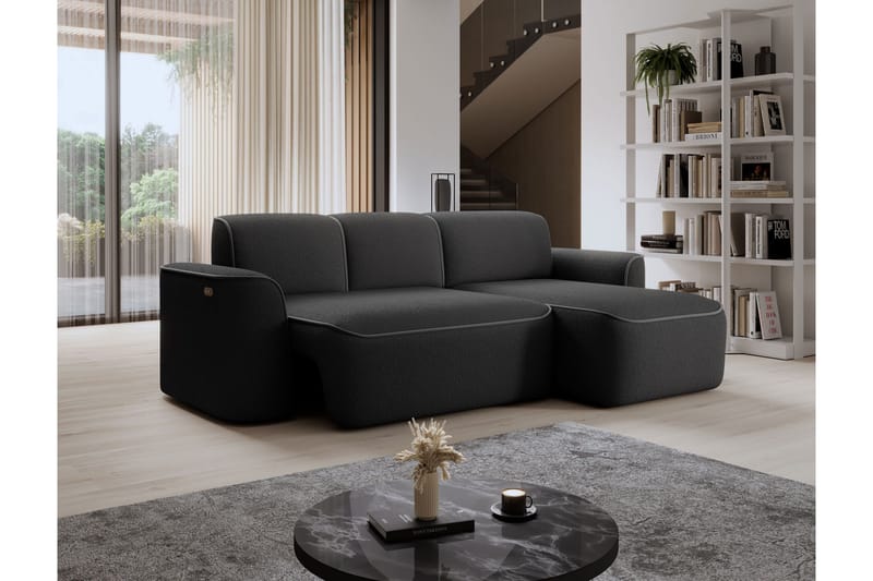 Ume 4-seter Sofa med Sjeselong - Mørk grå - Møbler - Sofaer - Sofaer med sjeselong - 4 seters sofa med divan