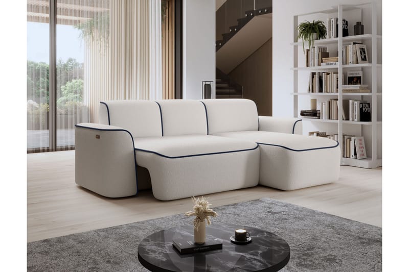 Ume 4-seters Sofa med Divan - Hvit - Møbler - Sofaer - Sofaer med sjeselong - 4 seters sofa med divan