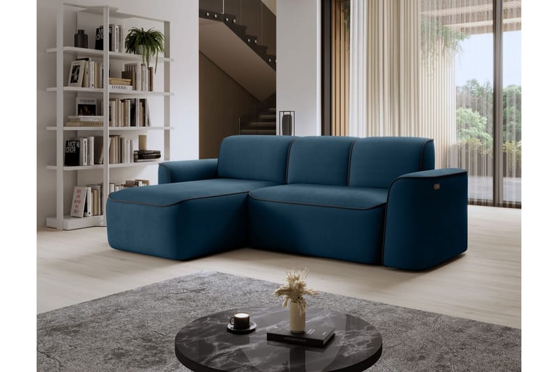 Ume 4-seters Sofa med Sjeselong - Blå - Møbler - Sofaer - Sofaer med sjeselong - 4 seters sofa med divan