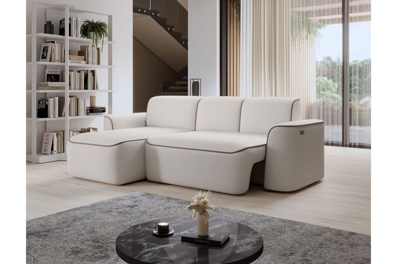Ume 4-seters Sofa med Sjeselong - Hvit - Møbler - Sofaer - Sofaer med sjeselong - 4 seters sofa med divan