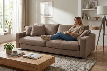 Valencia ekstra dyp 3-seters sofa i chenille - Mørkbrun - Møbler - Sofaer - 3 seter sofa