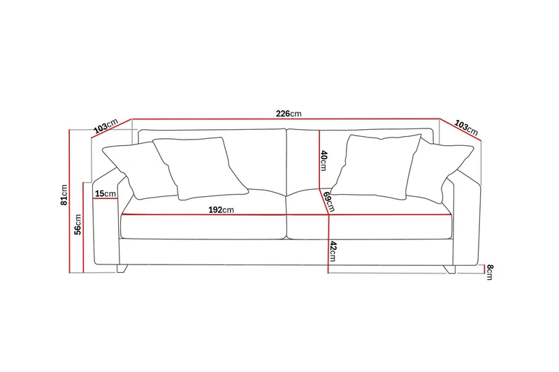 Valencia ekstra dyp 3-seters sofa - Mørkegrå - Møbler - Sofaer - 3 seter sofa