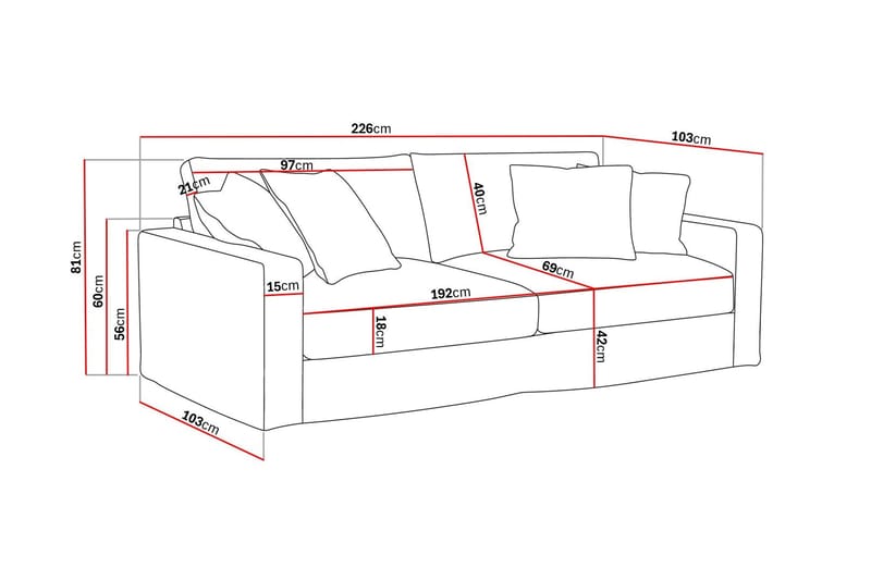 Valencia ekstra dyp 3-seters sofa med avtakbart og vaskbart trekk - Beige - Møbler - Sofaer - 3 seter sofa