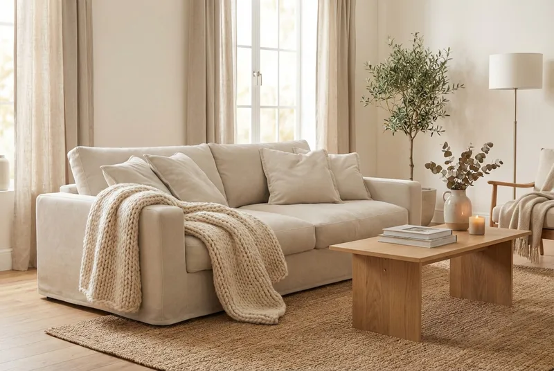 Valencia ekstra dyp 3-seters sofa med avtakbart og vaskbart trekk - Beige - Møbler - Sofaer - 3 seter sofa
