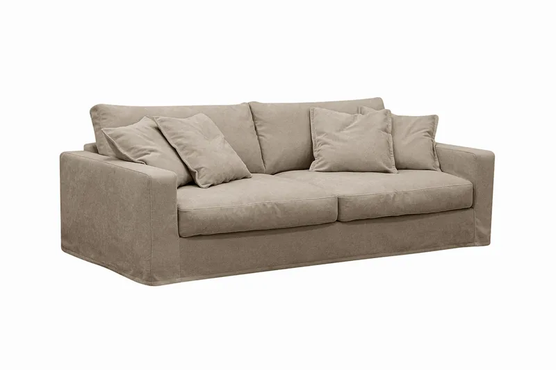 Valencia ekstra dyp 3-seters sofa med avtakbart og vaskbart trekk - Brun - Møbler - Sofaer - 3 seter sofa
