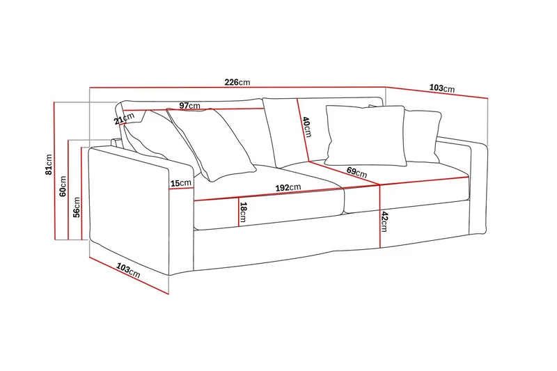 Valencia ekstra dyp 3-seters sofa med avtakbart og vaskbart trekk - Brun - Møbler - Sofaer - 3 seter sofa