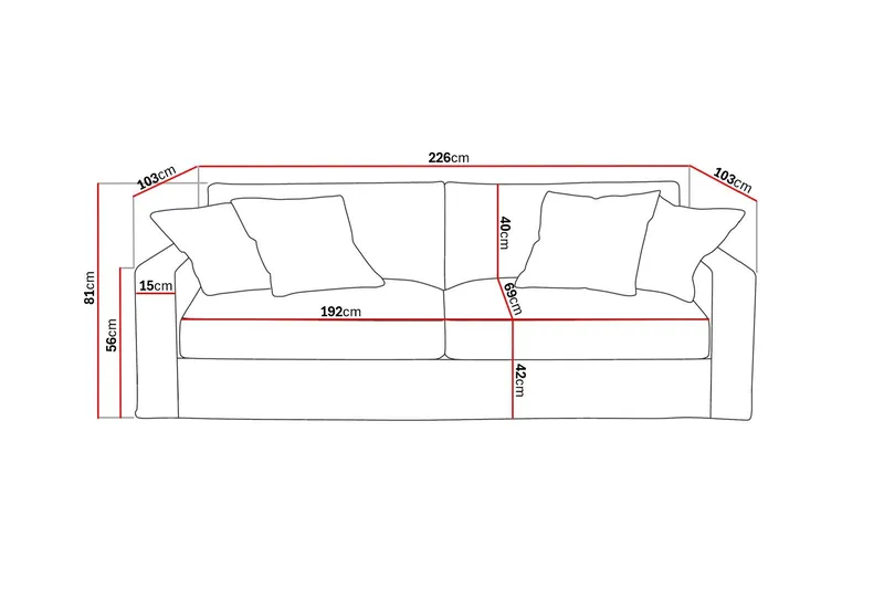 Valencia ekstra dyp 3-seters sofa med avtakbart og vaskbart trekk - Brun - Møbler - Sofaer - 3 seter sofa