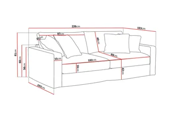 Valencia Ekstra dyp 3-seters sofa med avtakbart og vaskbart trekk - Lysebrun - Møbler - Sofaer - 3 seter sofa