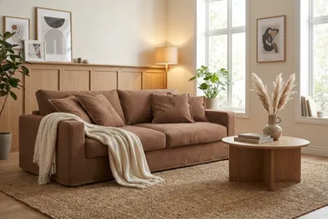 Valencia Ekstra dyp 3-seters sofa med avtakbart og vaskbart trekk - Rustbrun - Møbler - Sofaer - 3 seter sofa
