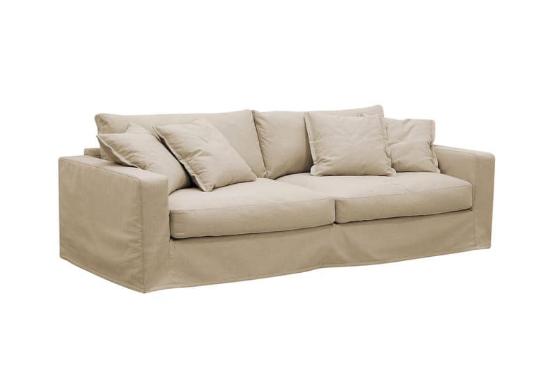 Valencia Extra Dyp 3-seters sofa + fotskammel med avtakbart og vaskbart trekk - Beige - Møbler - Sofaer - Sofagrupper