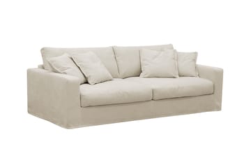Valencia Extra Dyp 3-seters sofa + fotskammel med avtakbart og vaskbart trekk - Beige - Møbler - Sofaer - Sofagrupper
