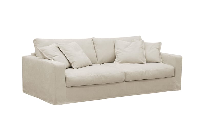 Valencia Extra Dyp 3-seters sofa + fotskammel med avtakbart og vaskbart trekk - Beige - Møbler - Sofaer - Sofagrupper