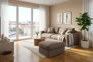 Valencia Extra Dyp 3-seters sofa + fotskammel med avtakbart og vaskbart trekk - Mørkebrun - Møbler - Sofaer - Sofagrupper