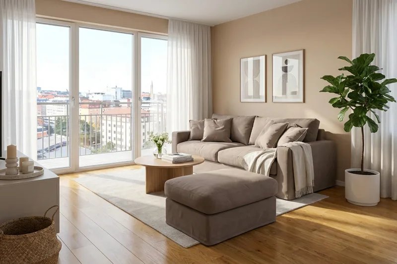 Valencia Extra Dyp 3-seters sofa + fotskammel med avtakbart og vaskbart trekk - Mørkebrun - Møbler - Sofaer - Sofagrupper