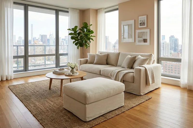 Valencia Extra Dyp 3-seters sofa + fotskammel med avtakbart og vaskbart trekk - Beige - Møbler - Sofaer