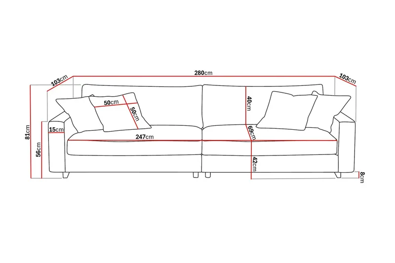 Valencia Extra Dyp 4-seter Sofa i Chenille - Brun - Møbler - Sofaer - 4 seter sofa