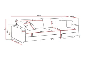 Valencia Extra Dyp 4-seter Sofa i Manchesterstoff - Mørkegrå - Møbler - Sofaer - 4 seter sofa