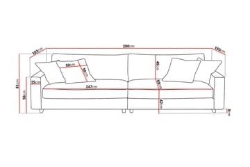 Valencia Extra Dyp 4-seter Sofa i Manchesterstoff - Offwhite - Møbler - Sofaer - 4 seter sofa