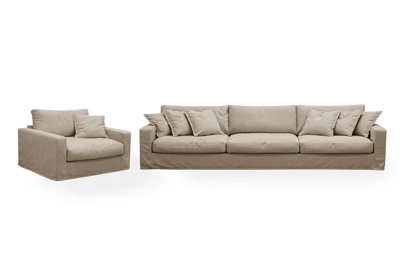 Valencia Extra Dyp 5-seters sofa + lenestol med avtakbart og vaskbart trekk, Brun