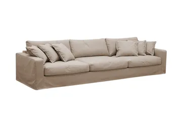 Valencia Extra Dyp 5-seters sofa + fotskammel med avtakbart og vaskbart trekk - Lysebrun - Møbler - Sofaer
