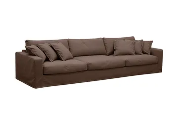 Valencia Extra Dyp 5-seters sofa + fotskammel med avtakbart og vaskbart trekk - Mørkebrun - Møbler - Sofaer