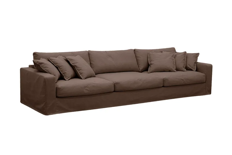 Valencia Extra Dyp 5-seters sofa + fotskammel med avtakbart og vaskbart trekk - Mørkebrun - Møbler - Sofaer