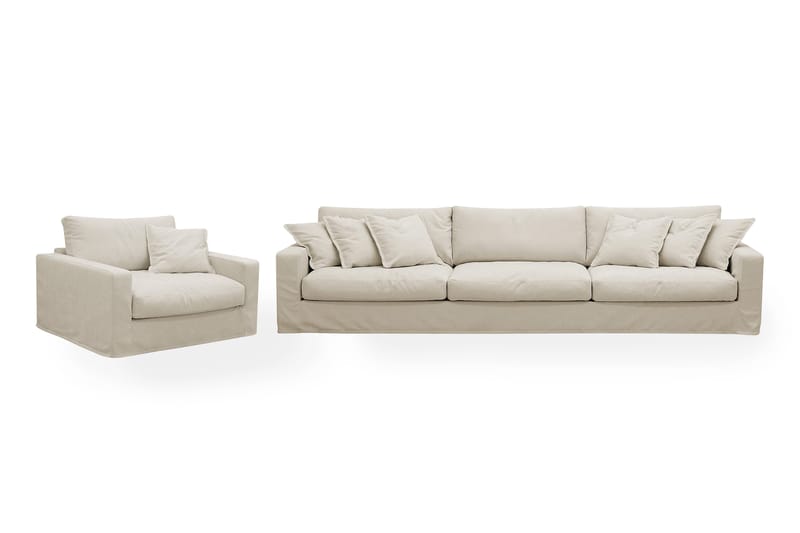 Valencia Extra Dyp 5-seters sofa + lenestol med avtakbart og vaskbart trekk, Beige