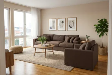 Valencia Extra Dyp 5-seters sofa + lenestol med avtakbart og vaskbart trekk - Mørkebrun - Møbler - Sofaer - Sofagrupper