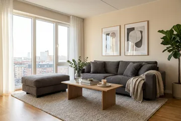 Valencia sofagruppe ekstra dyp 3-seters sofa + fotskammel - Brun - Møbler - Sofaer - Hjørnesofaer