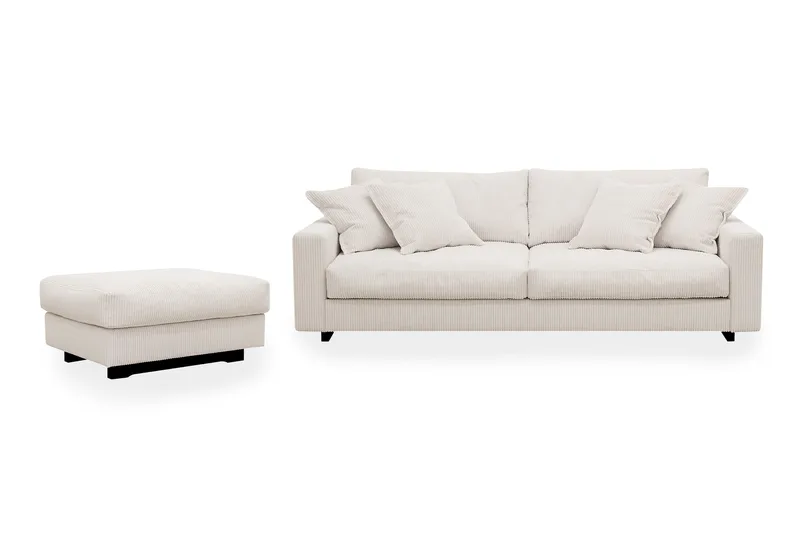 Valencia sofagruppe ekstra dyp 3-seters sofa + fotskammel, Offwhite