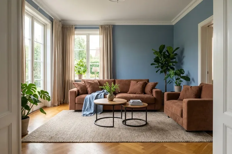 Valencia sofagruppe ekstra dyp 3-seters sofa + lenestol i chenille - Rustbrun - Møbler - Sofaer - Sofagrupper