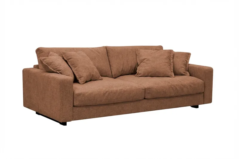 Valencia sofagruppe ekstra dyp 3-seters sofa + lenestol i chenille - Rustbrun - Møbler - Sofaer - Sofagrupper