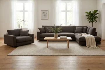 Valencia Sofagruppe Ekstra Dyp 4-seters Sjeselong Høyre + Lenestol - Taupe - Møbler - Sofaer - Sofagrupper